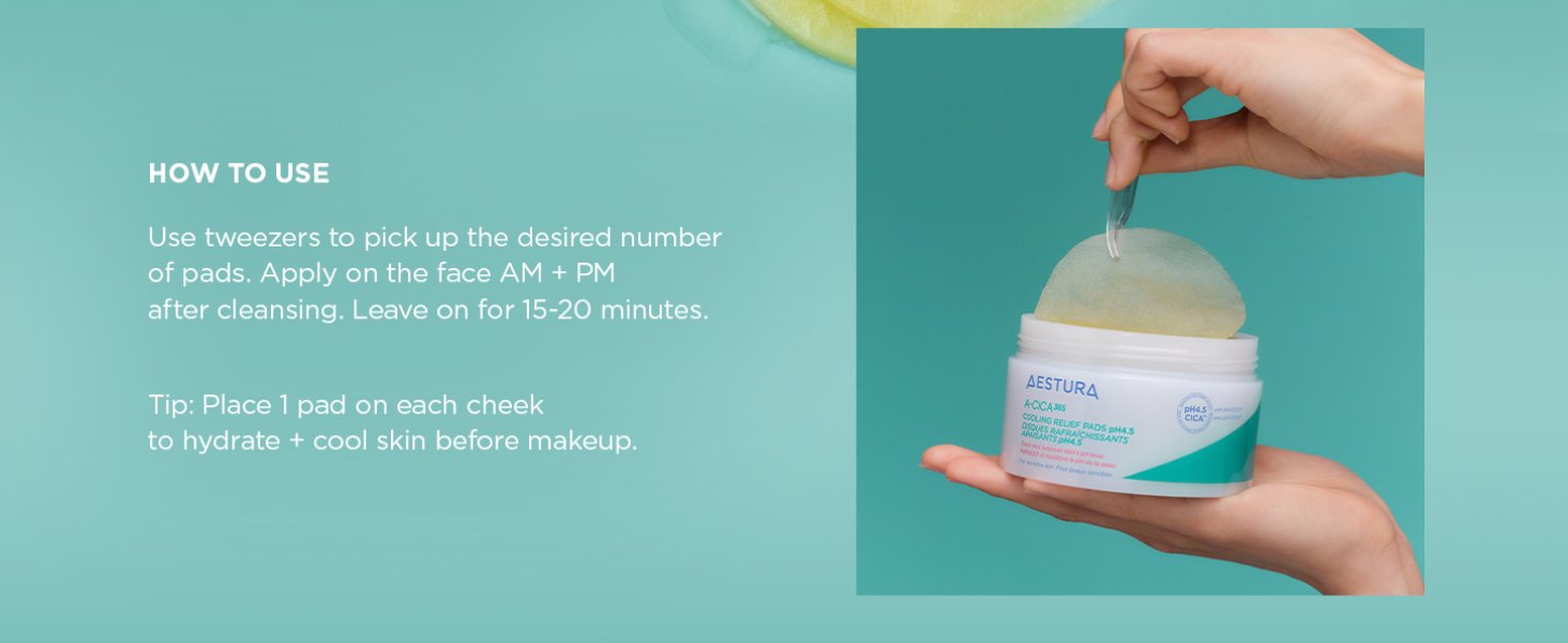 AESTURA A-CICA365 Cooling Relief Pads pH4.5 60ct 3.71 fl. oz.(110ml) detail 4