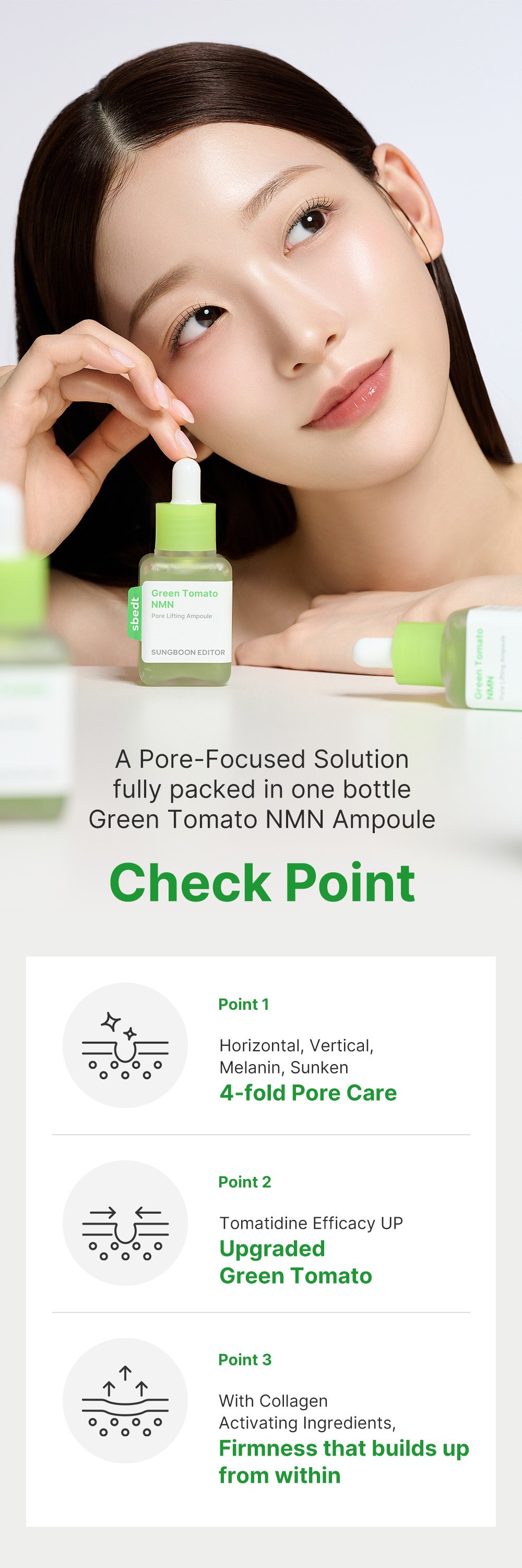 SUNGBOON EDITOR Green Tomato Nmn Pore Minimizing Ampoule 1.35 fl. oz.(40ml) detail 6