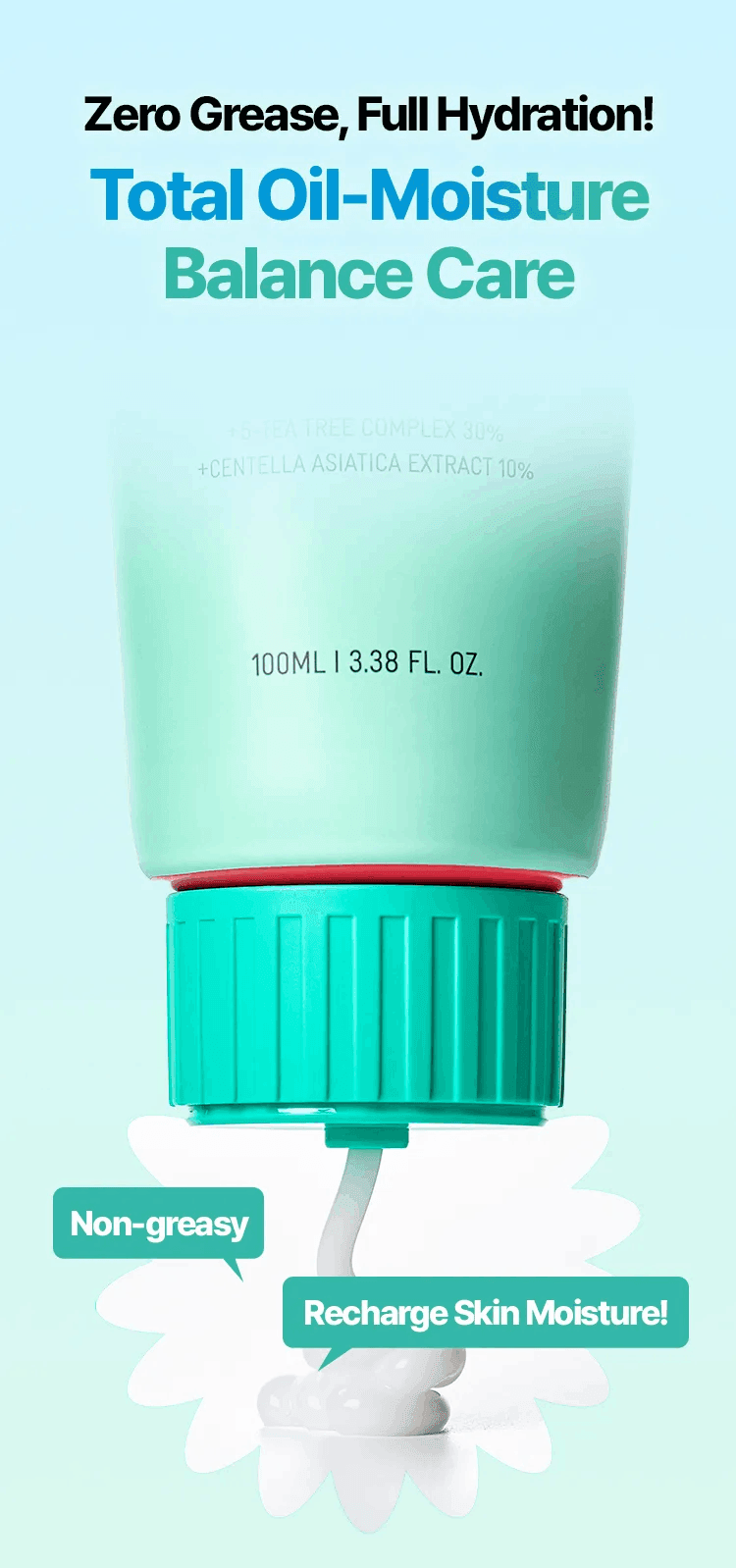 BRING GREEN Tea Tree Cica Soothing Cream Plus 3.38 fl. oz.(100ml