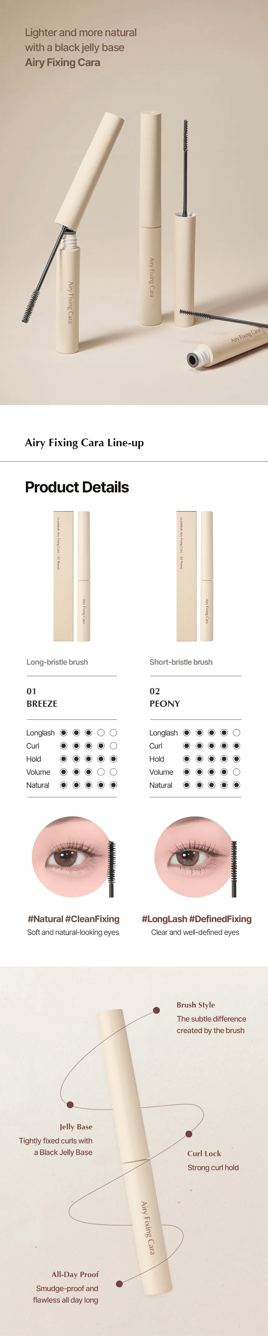 [2colors] ccambbak Airy Fixing Cara 0.15 oz.(4.5ml) detail 2