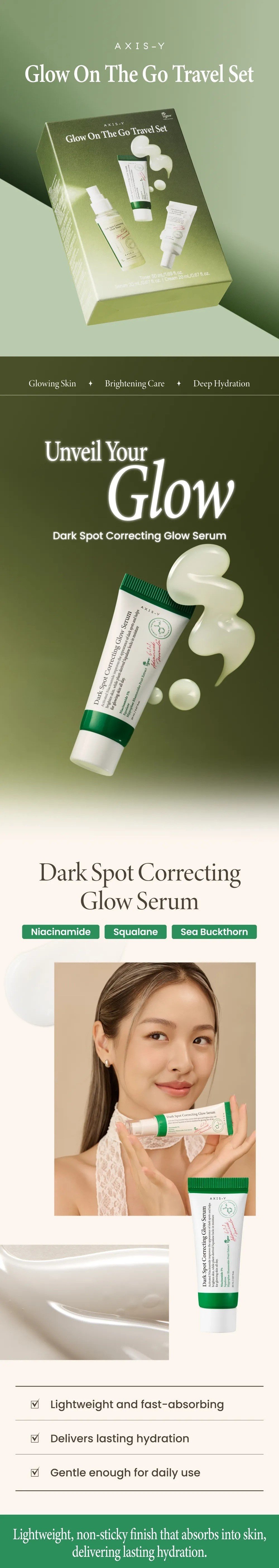 AXIS-Y 611 Line Glow On The Go Travel Set (serum 0.67 fl. oz. + Toner 1.69 fl. oz. + Cream 0.67 fl. oz.) detail 1