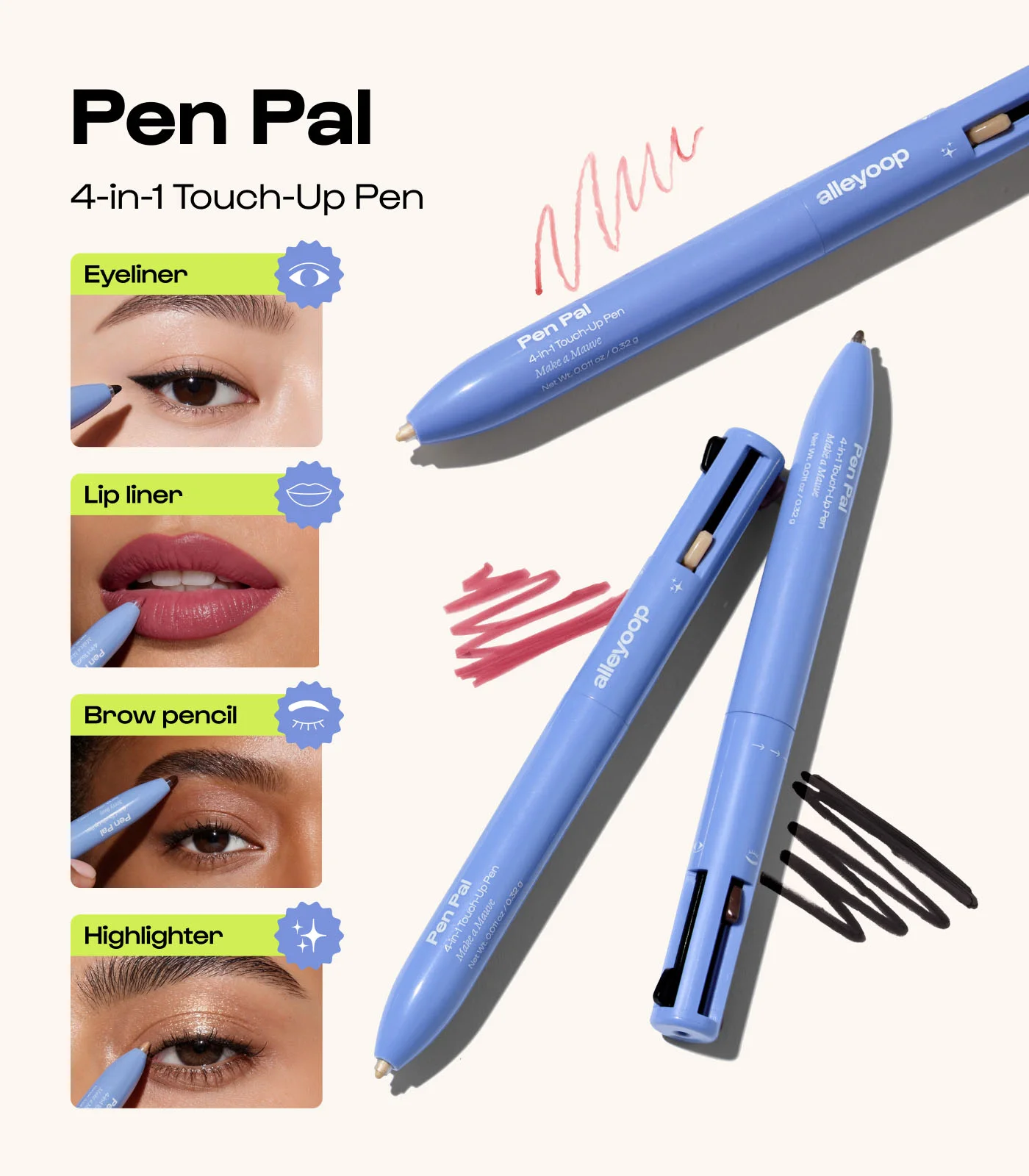 [3colors] Alleyoop Penpal 4-in-1 Pen 0.011 oz.(0.32g) detail 1