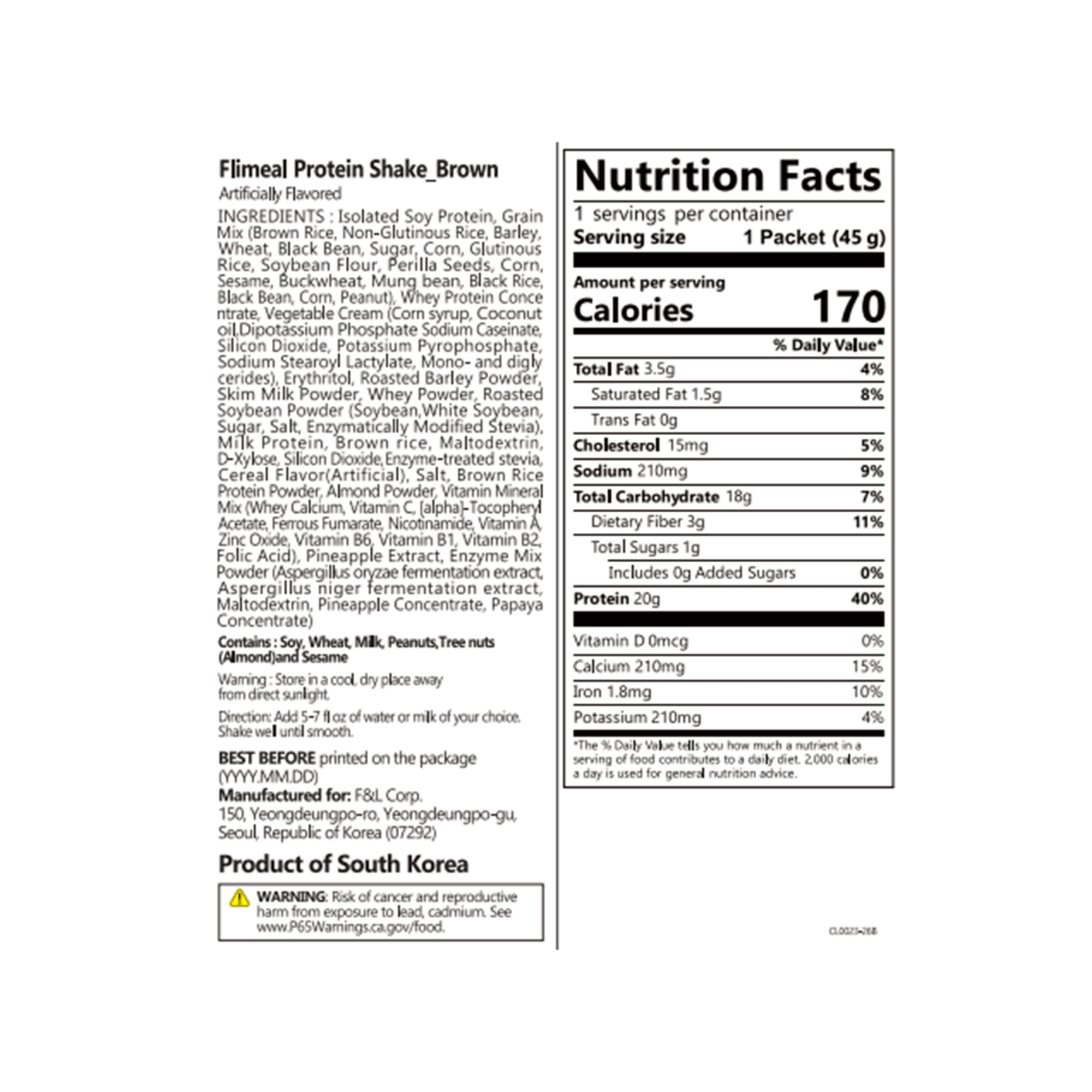 [4flavors] Flimeal Protein Shake 1.59 oz.(45g) detail 2