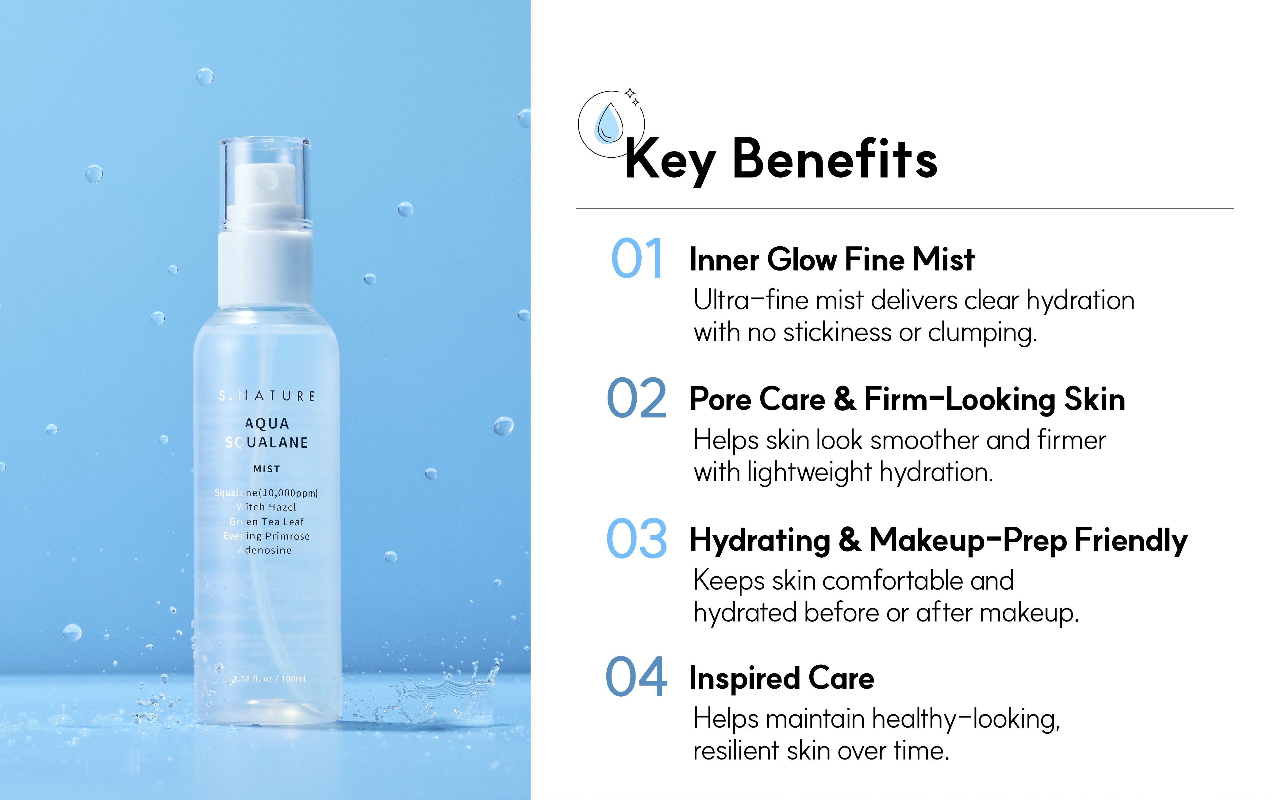 S.NATURE Aqua Squalane Mist 3.38 fl. oz.(100ml) detail 2