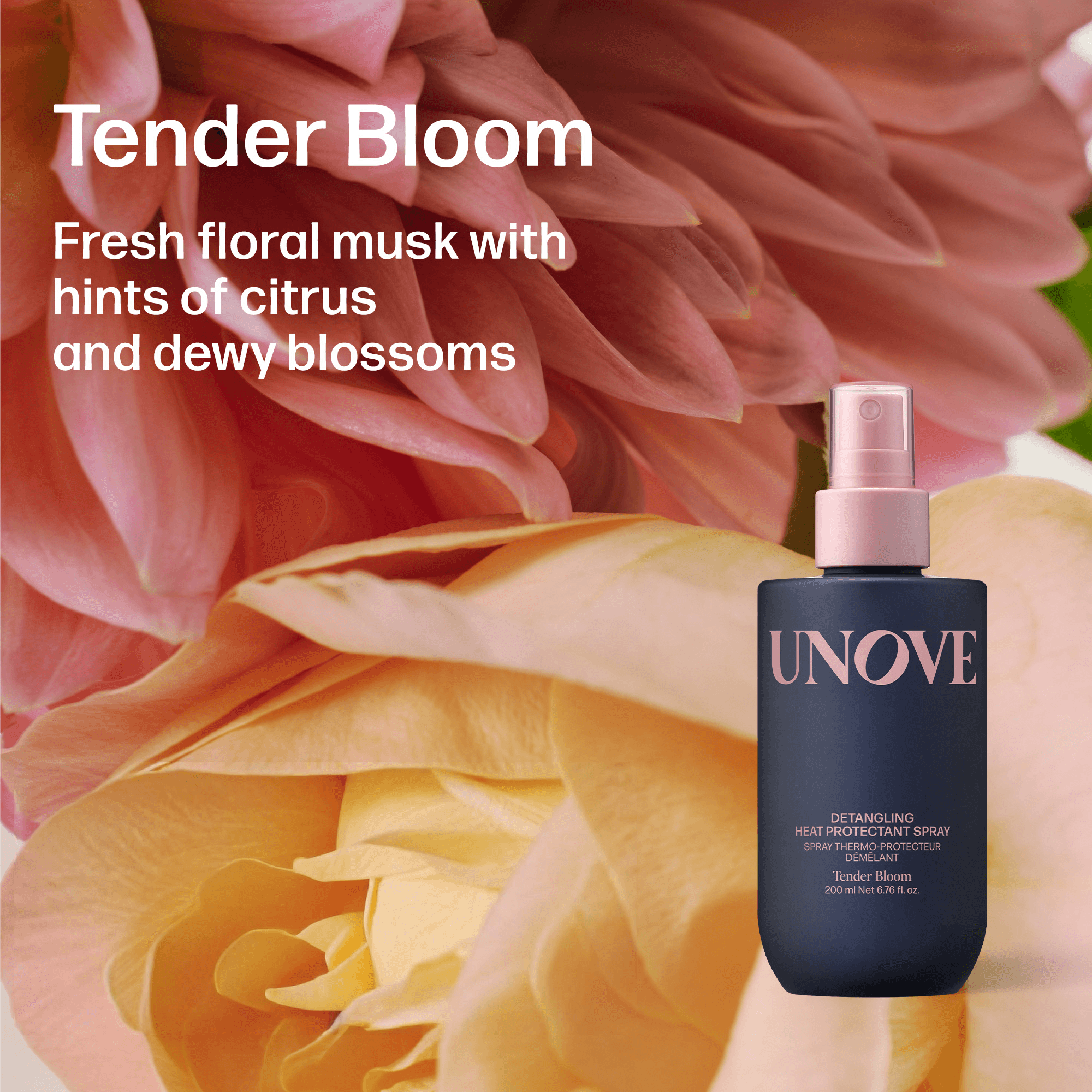 UNOVE Detangling Heat Protectant Spray Tender Bloom 6.8 fl. oz.(200ml) detail 4