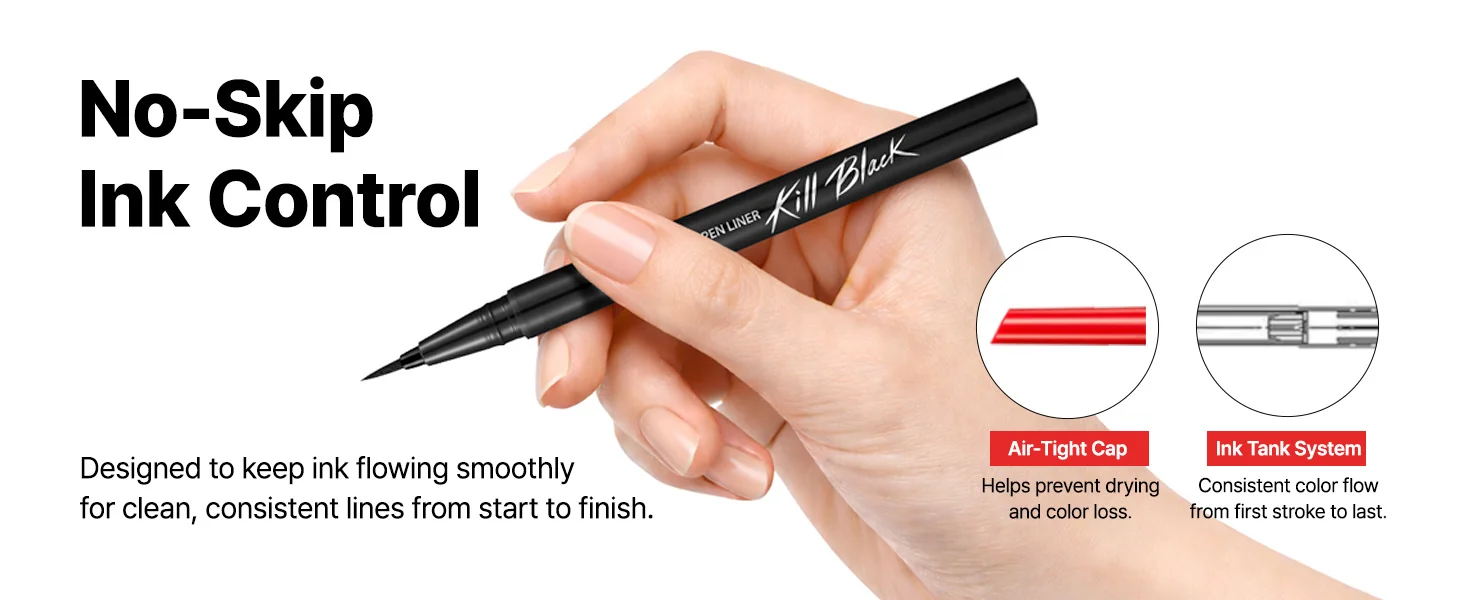 [2colors] CLIO Superproof Pen Liner Kill Black 0.01 fl. oz.(0.55ml) detail 4