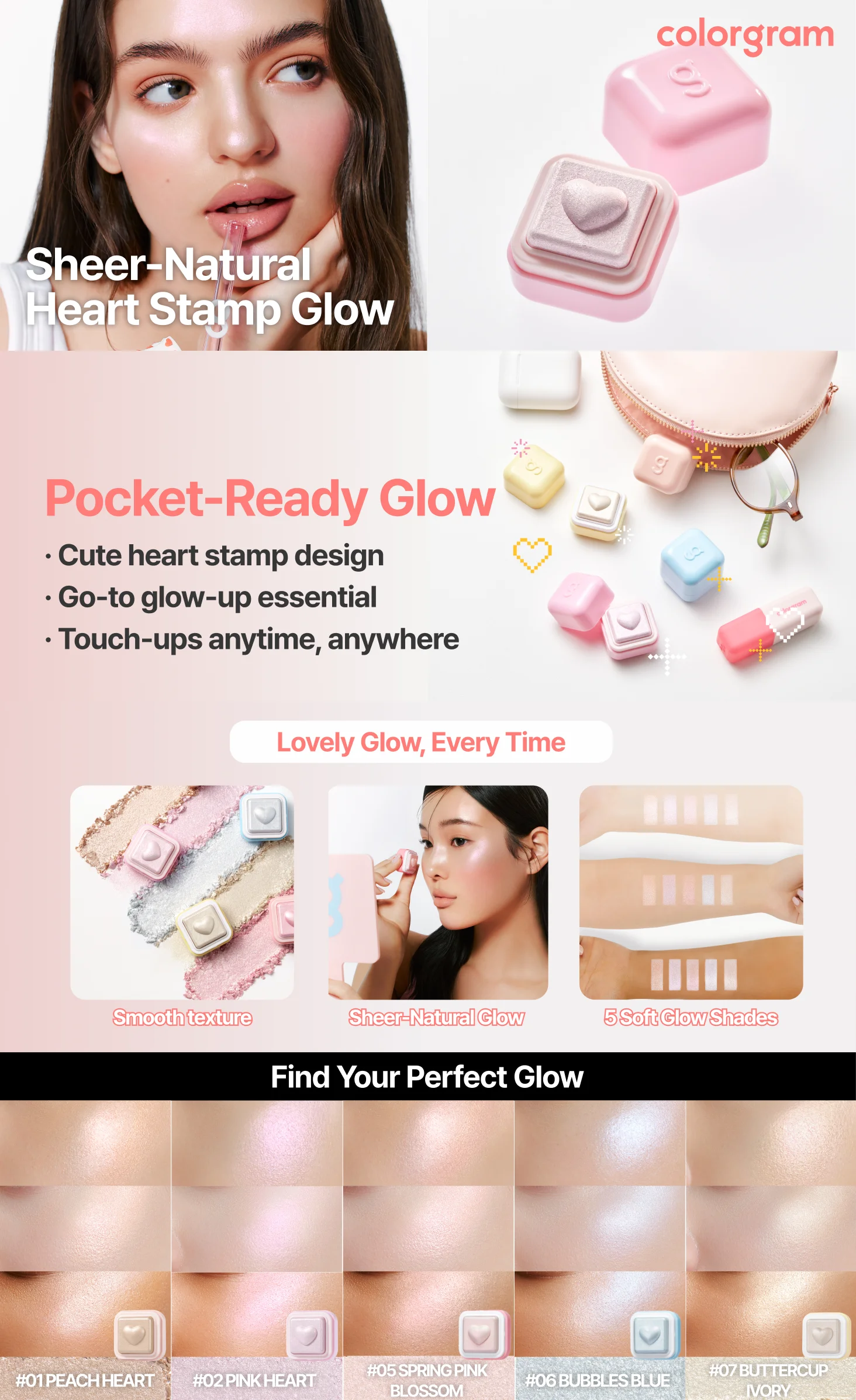 [5colors] COLORGRAM Milk Bling Heartlighter 0.07 oz.(2g) detail 1